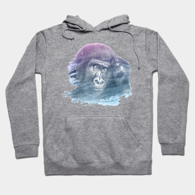 Monkey Superimposed Watercolor Hoodie by deificusArt